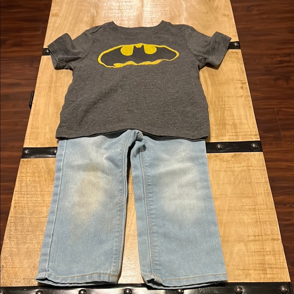 Old Navy Kids Batman T-Shirt and Jeans Set - Gray and Yellow
